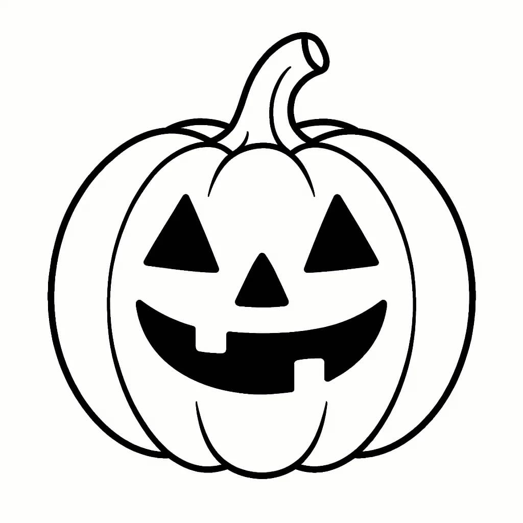 Easy Halloween coloring page of a smiling jack-o'-lantern pumpkin.
