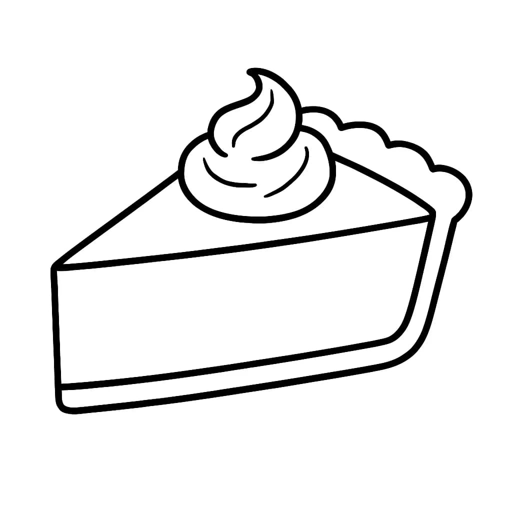 Easy coloring page of a large slice of pumpkin pie with simple outlines for preschool children.