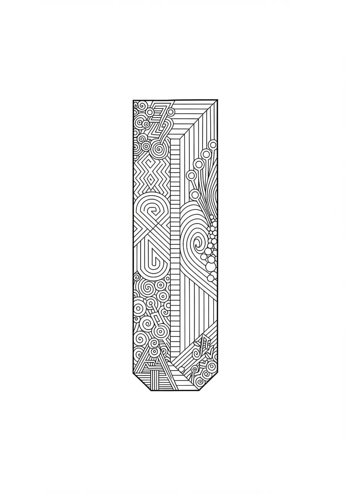 Abstract optical illusion design with geometric shapes forming and surrounding the letter I.