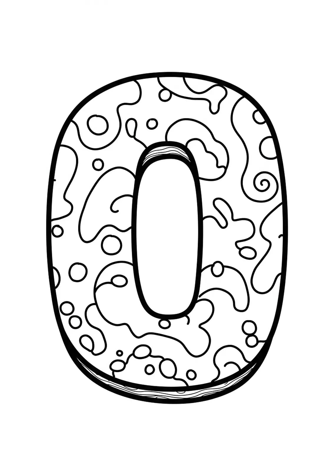 Urban graffiti style letter O with bold outlines and simple street art motifs for easy teen coloring.