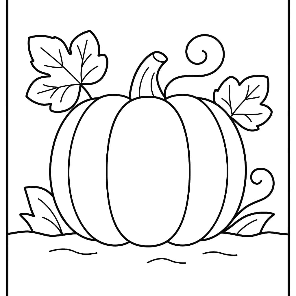 Large, simple pumpkin in a patch with basic leaves and vines