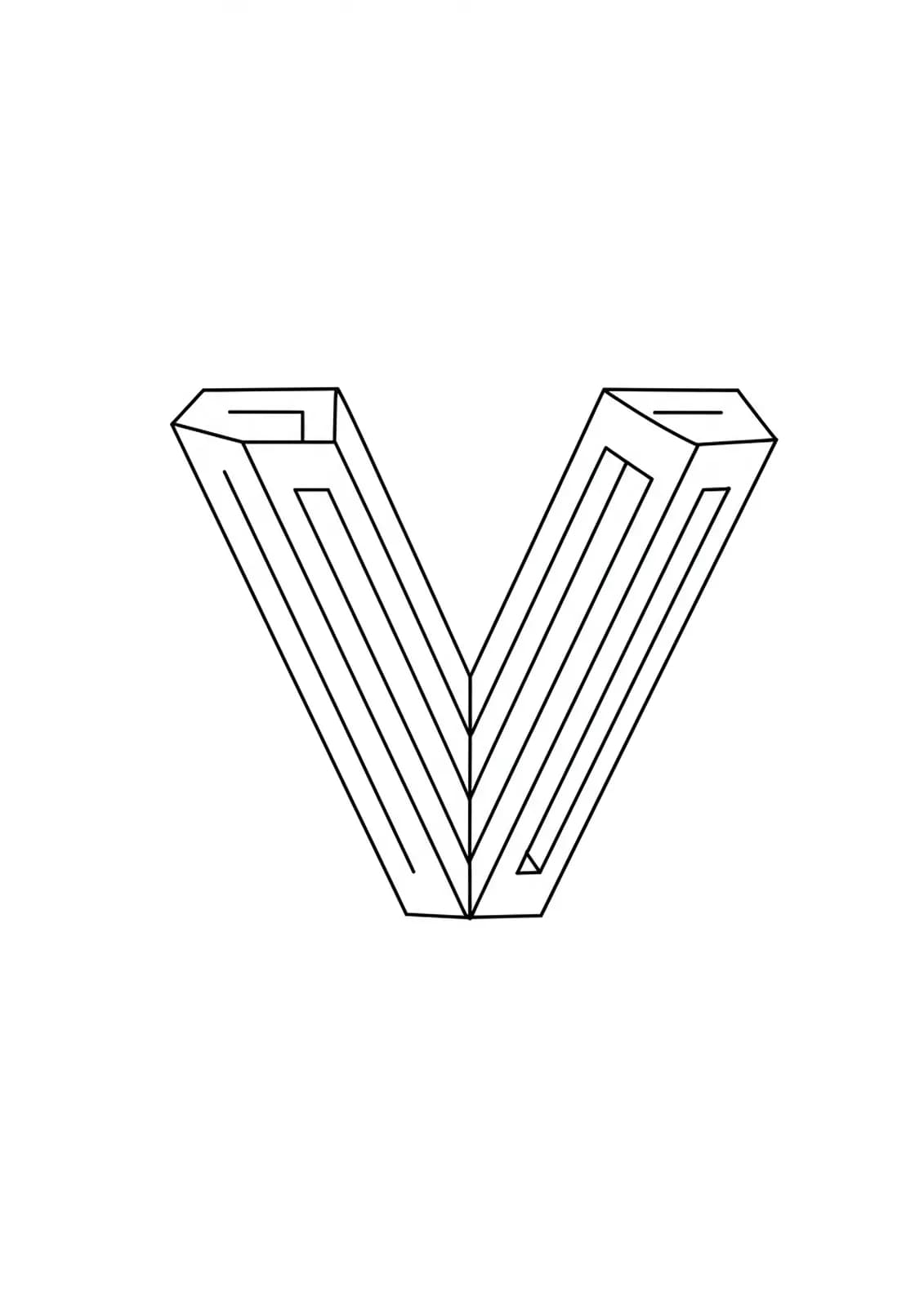 The letter V integrated into a complex optical illusion with impossible shapes, tessellations, and 3D patterns.