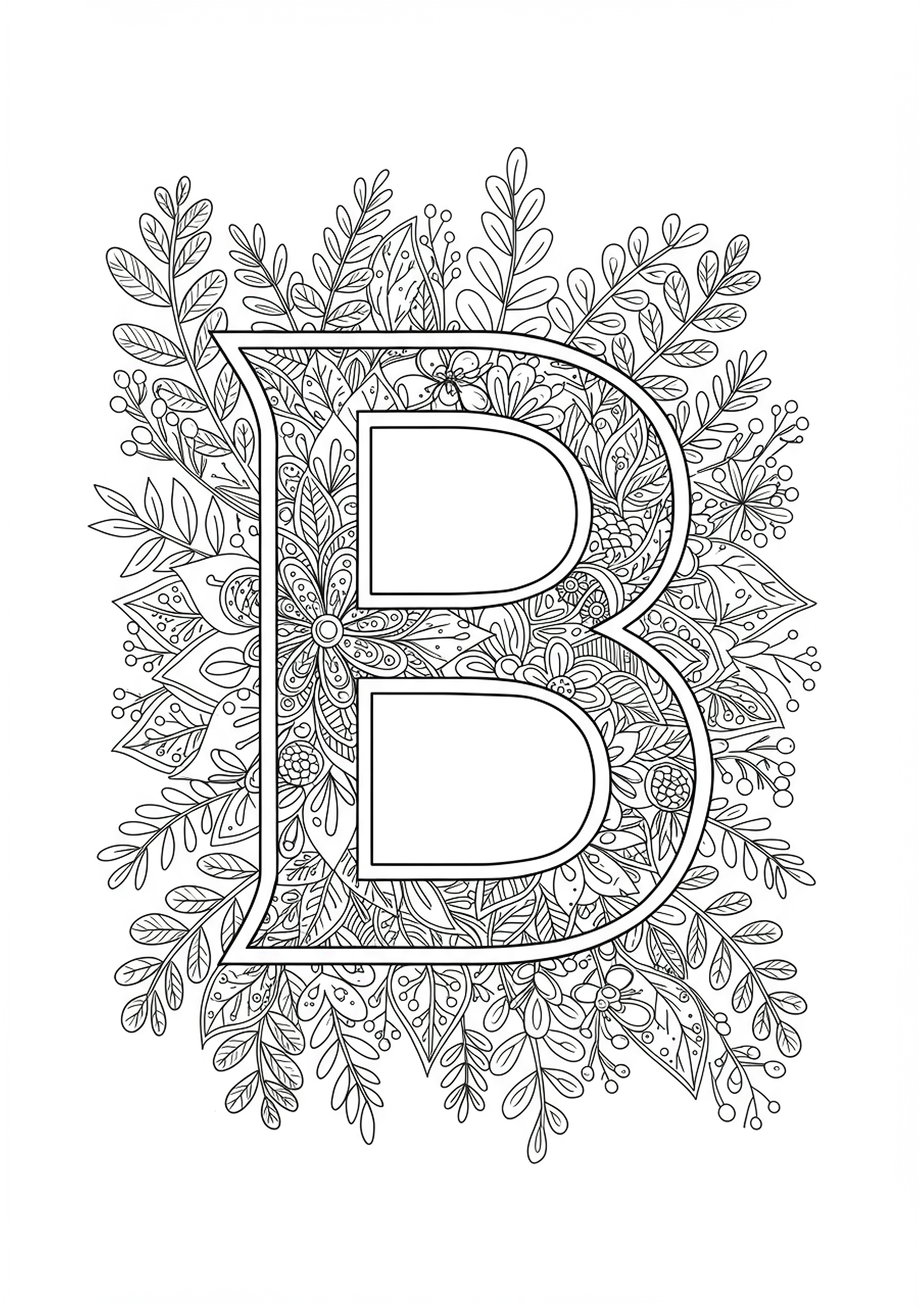 Letter B Botanical Mandala Coloring Page - Free Coloring Page ...