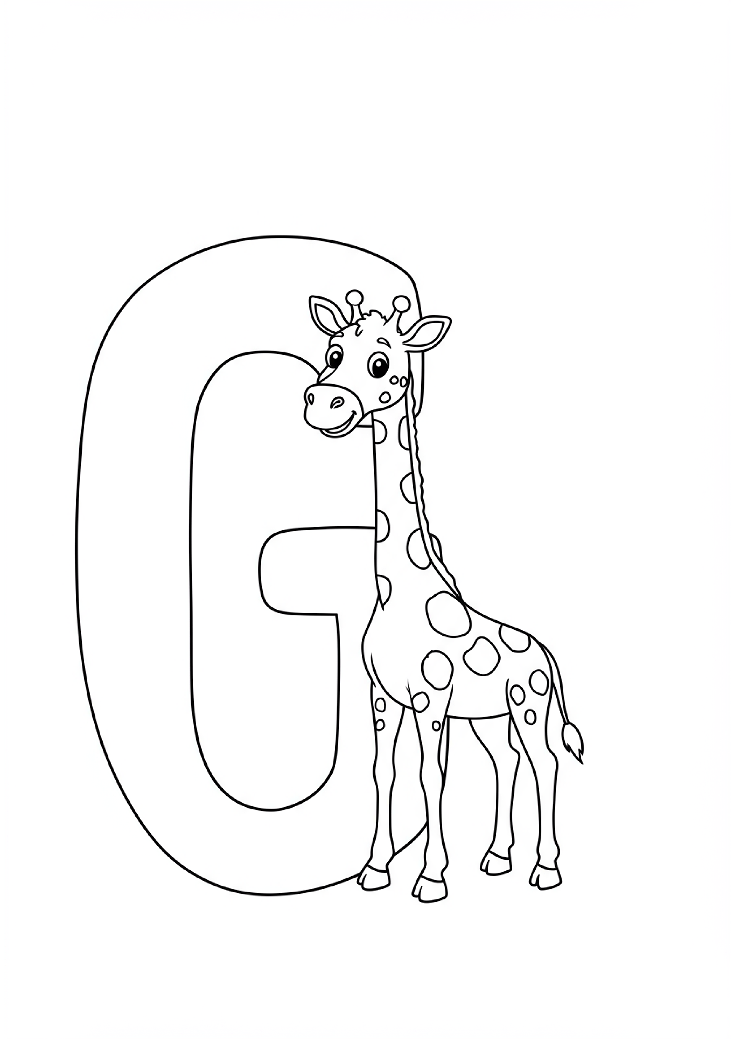 Letter G with Giraffe Coloring Page Free Coloring Page TryColoringPages