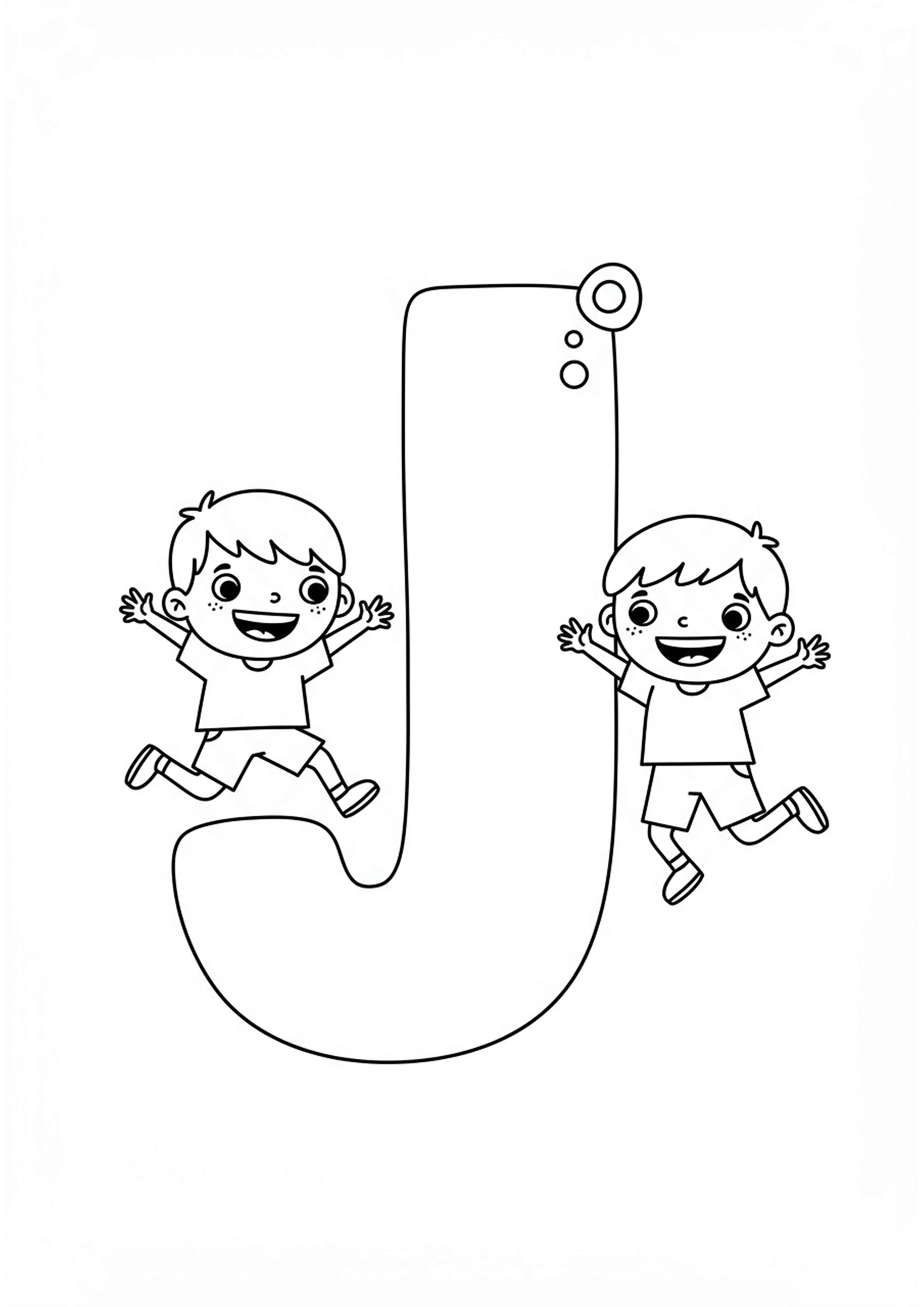 Letter J and Jumping Joy - Free Coloring Page | TryColoringPages