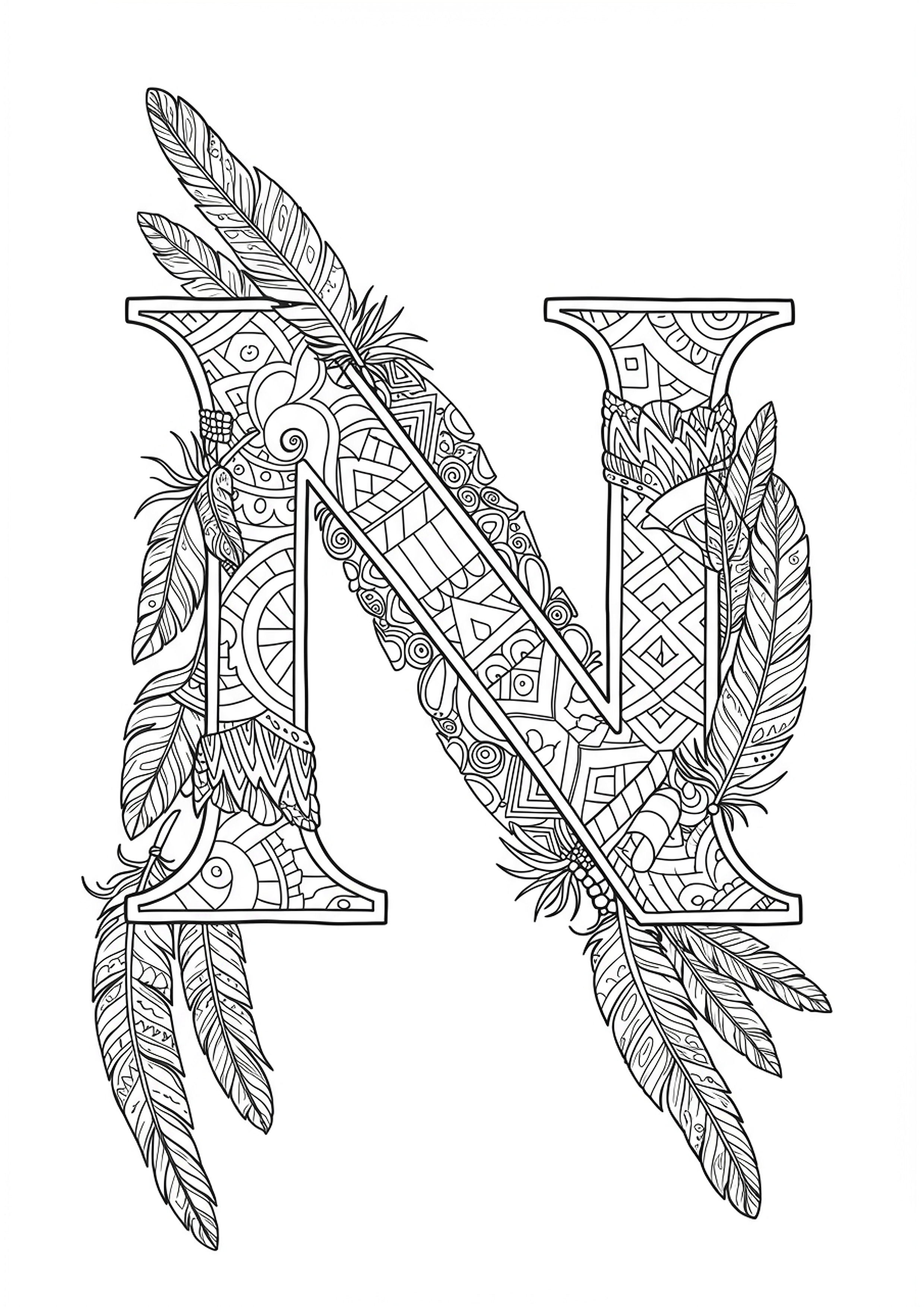 Letter N Native Patterns Coloring Page - Free Coloring Page ...