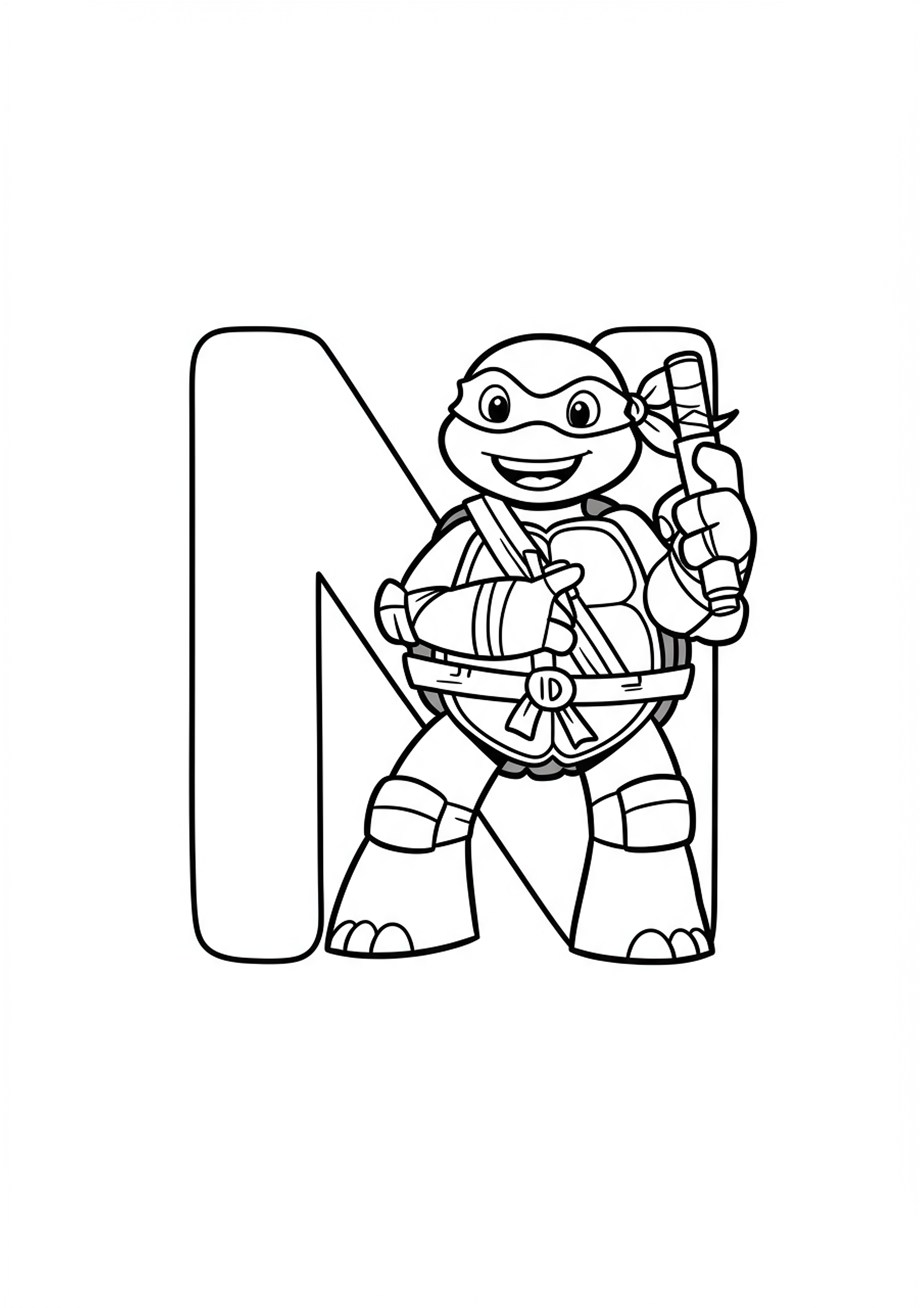 Letter N Ninja Turtle Coloring Page - Free Coloring Page | TryColoringPages