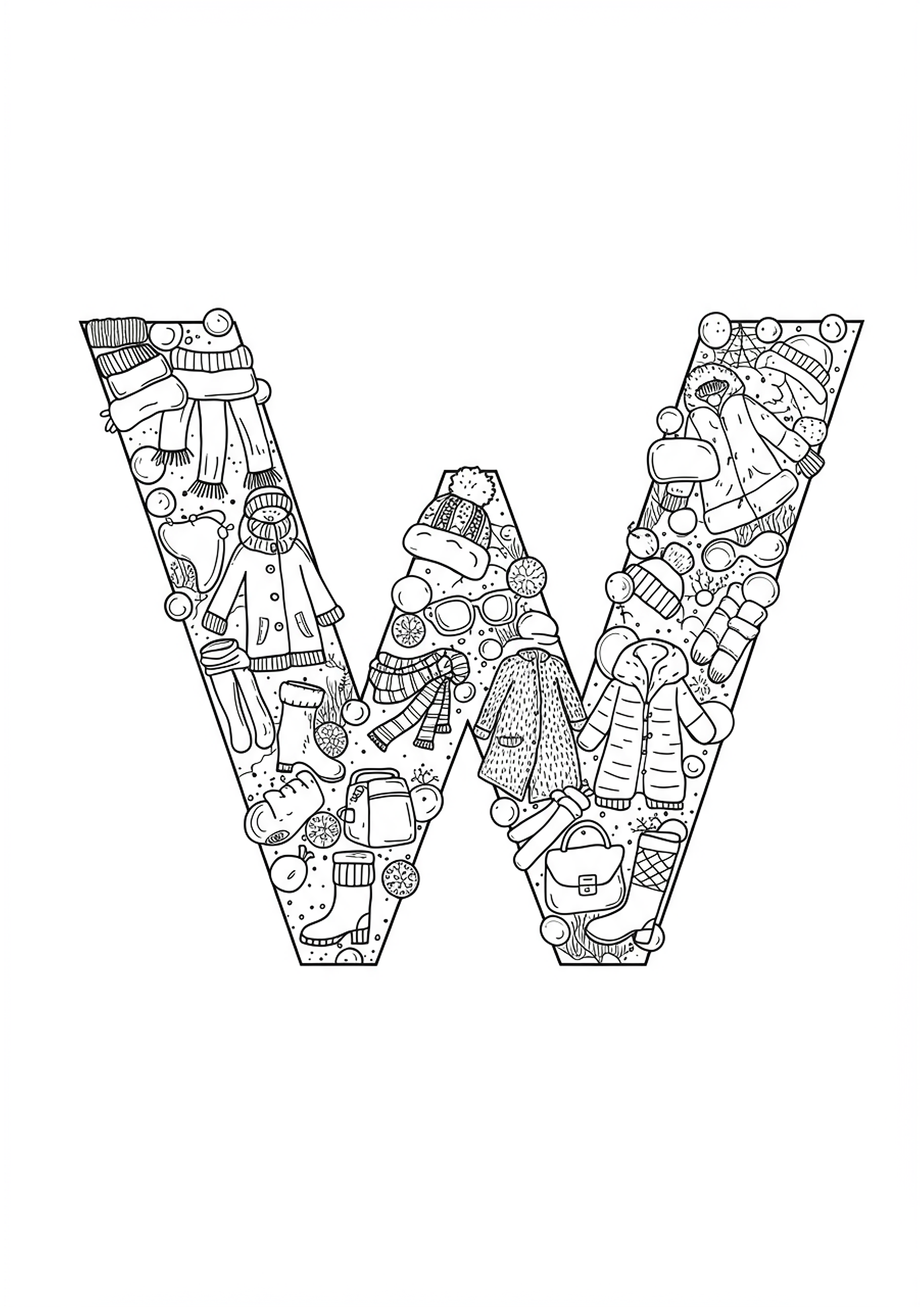 Letter W Coloring Page: Winter Fashion Runway - Free Coloring Page ...