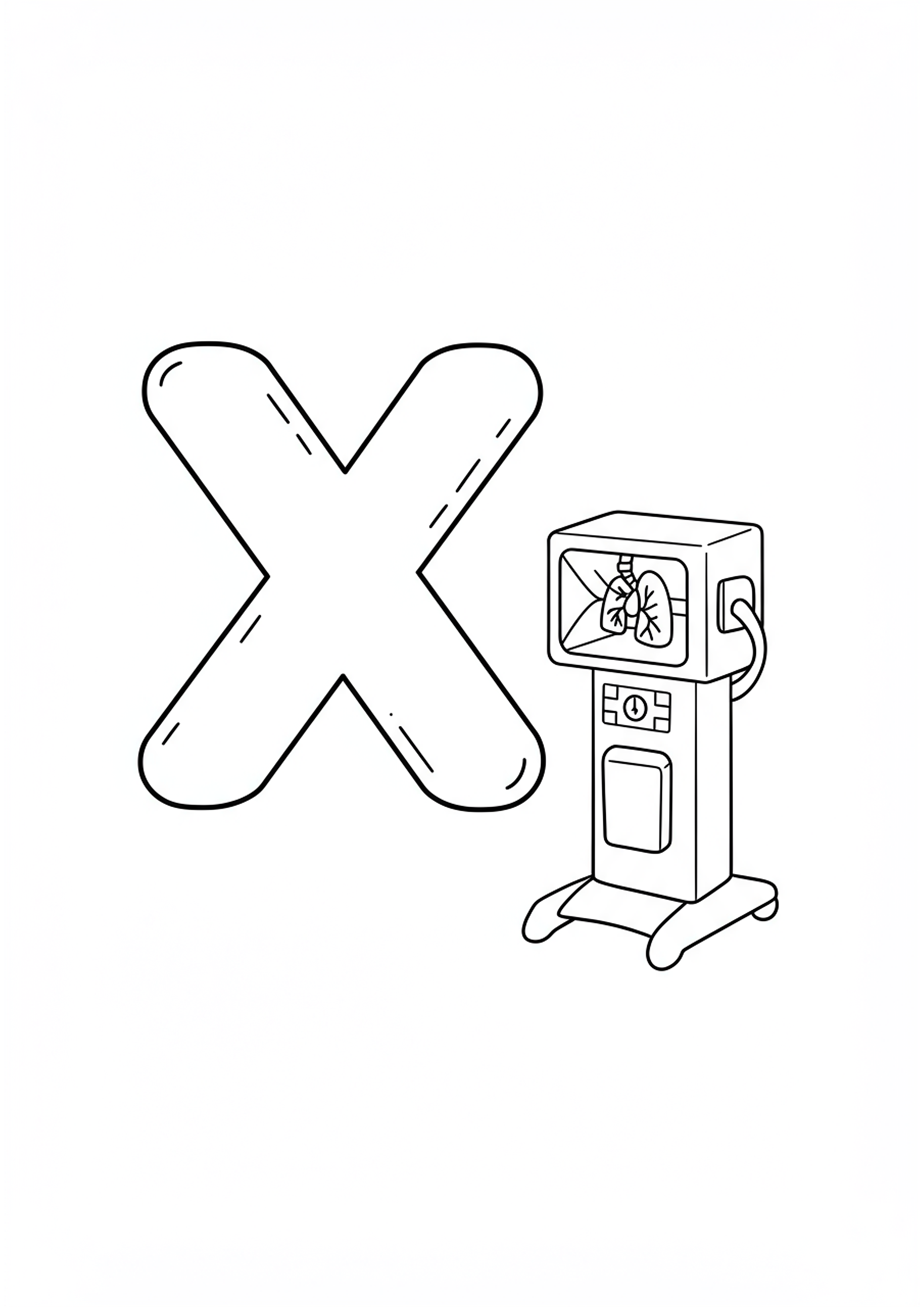 Letter X with a X-ray Machine - Community Helpers - Free Coloring Page ...