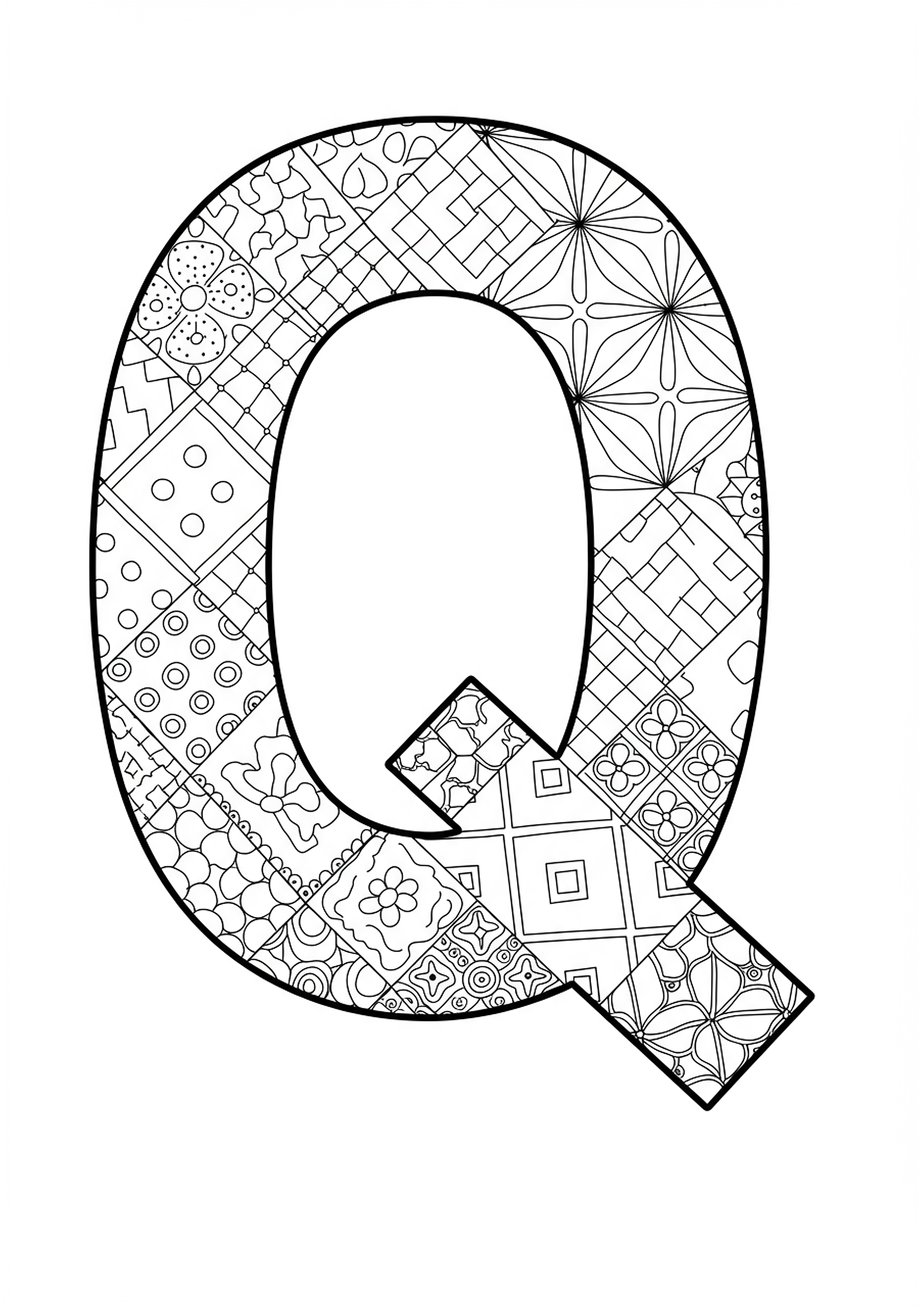 Quilt Pattern Letter Q Coloring Page - Free Coloring Page ...