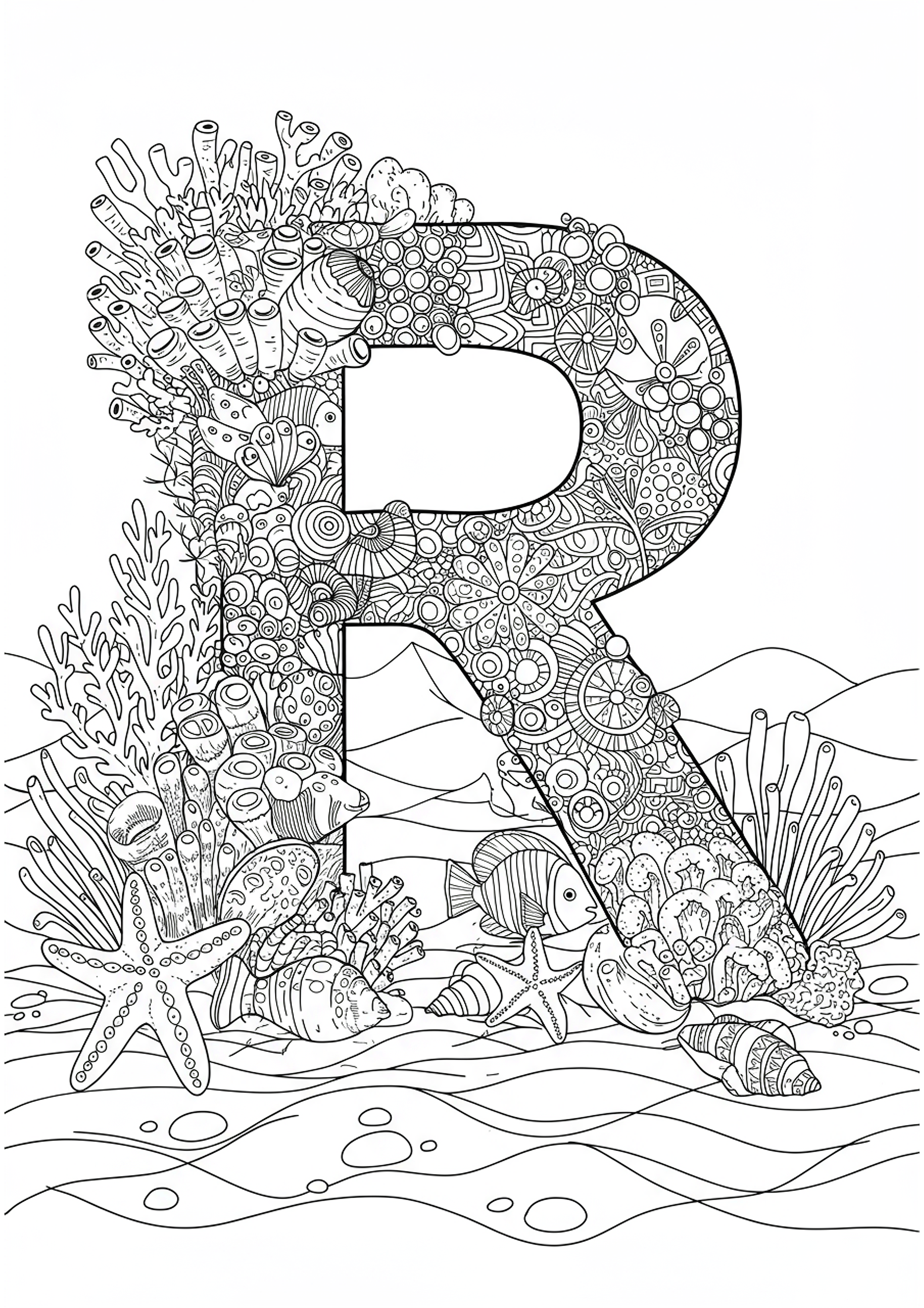 Rainbow Reef: Underwater Letter R Coloring Page - Free Coloring Page ...
