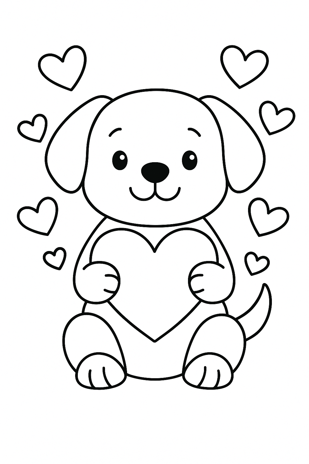 Valentine's Day Puppy Coloring Page - Free Coloring Page | TryColoringPages