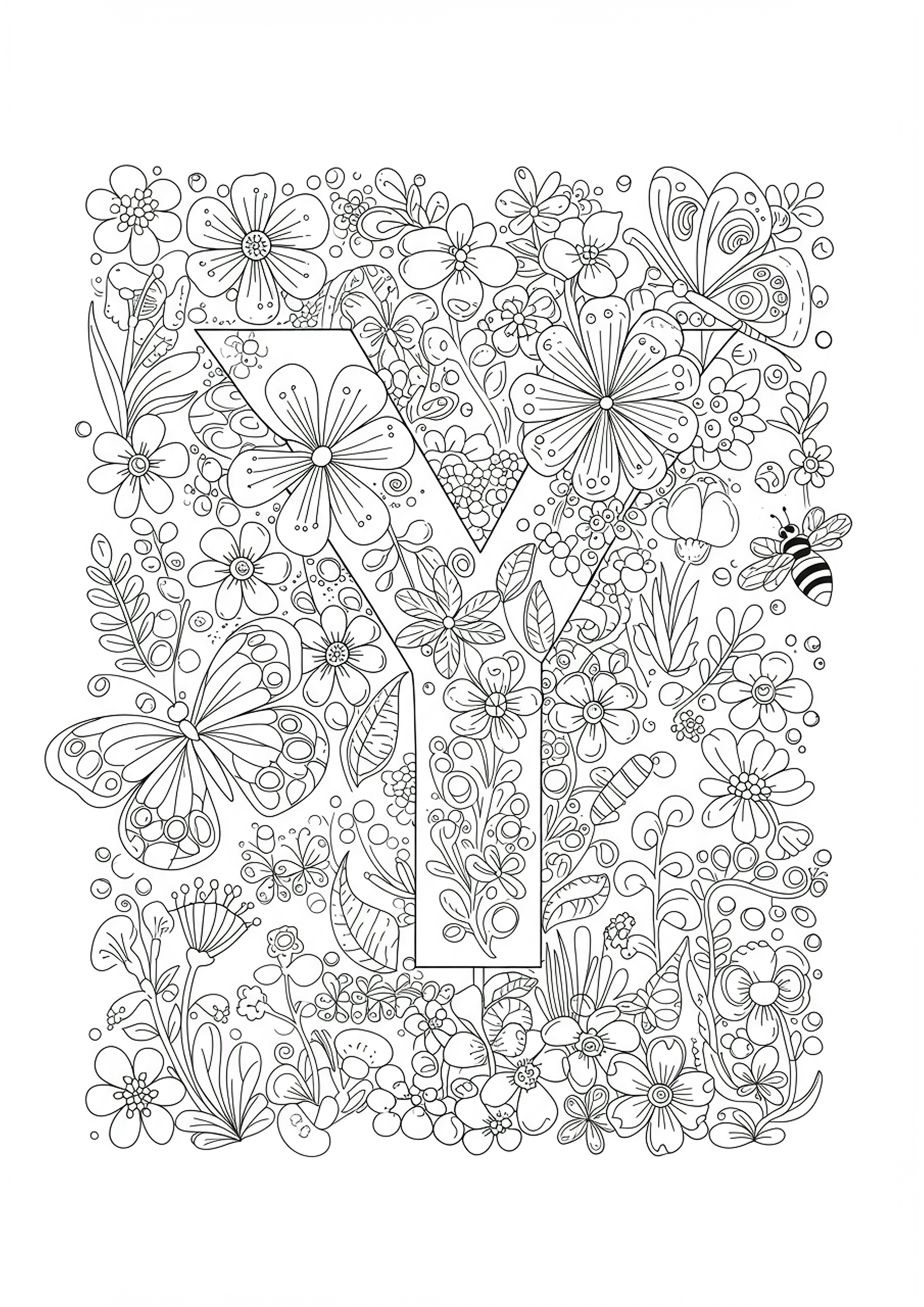 Initialit Colouring In Y in the Spring Garden Coloring Page - Free Coloring Page ...