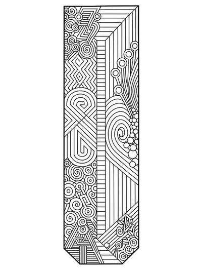 Abstract optical illusion design with geometric shapes forming and surrounding the letter I.