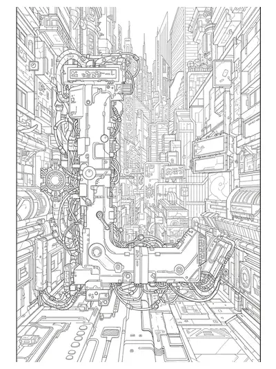 Cyberpunk-themed Letter L with neon signs, skyscrapers, and futuristic city details, hard level.