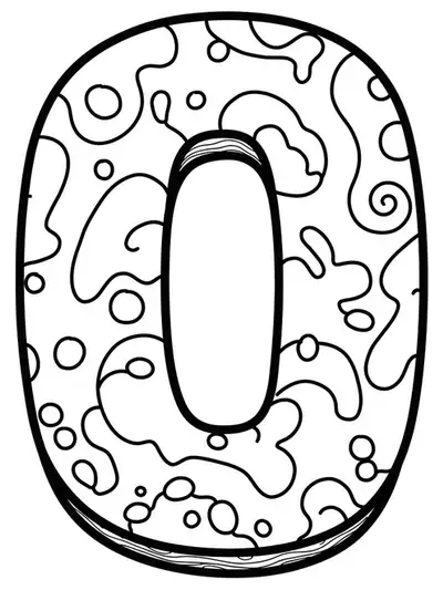 Urban graffiti style letter O with bold outlines and simple street art motifs for easy teen coloring.