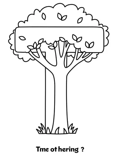 Large letter T with a basic leafy tree, perfect for preschool coloring activities.