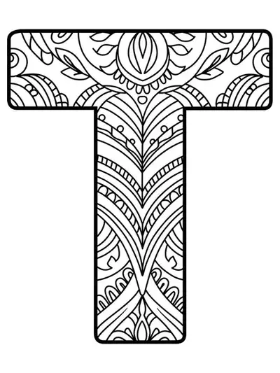 Letter T with simple tribal pattern outlines