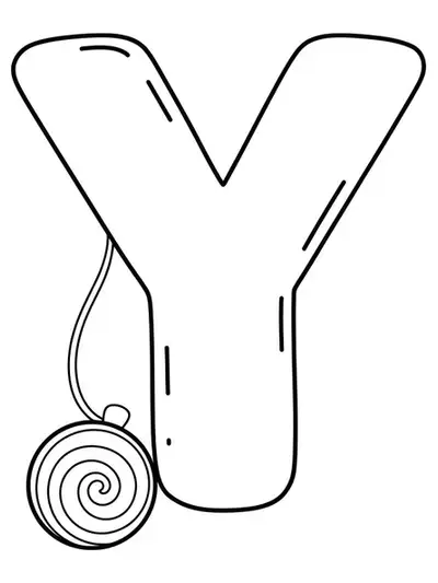 Large letter Y with an easy cartoon yo-yo next to it, outlined in bold black and white.