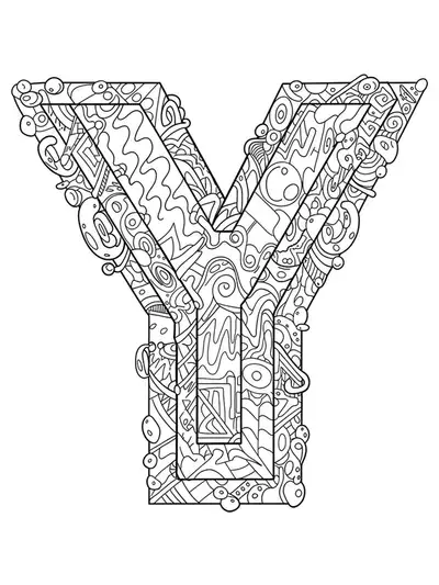 Letter Y surrounded by complex graffiti and abstract street art patterns in black and white.