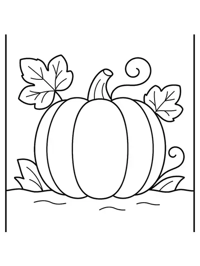 Large, simple pumpkin in a patch with basic leaves and vines